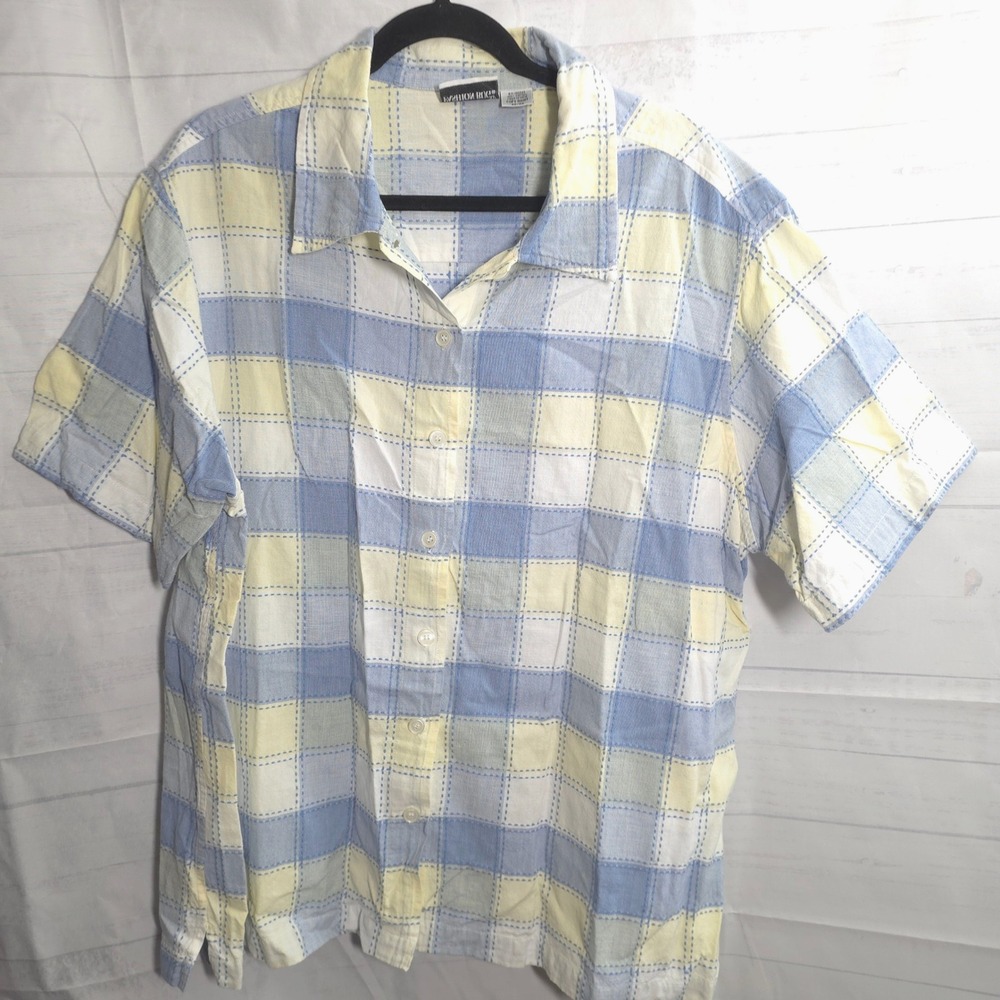 Vintage Fashion Bug Top PLus Size Size 22/24 22 24‎ Plaid Shirt Blouse Checkered